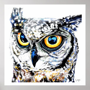 Fine Art print: Great Horned Owl illustration Poster