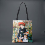 Fine Art Renoir's Two Sisters Tote<br><div class="desc">Pierre-Auguste Renoir created this charming painting in 1881. It was called "Two Sisters" when it was first exhibited the following year. The oil-on-canvas was called "On the Terrace" by its first owner Paul Durand-Ruel. The River Seine appears in the background.</div>