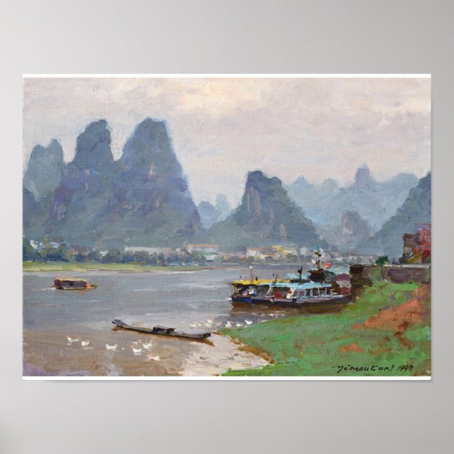 Fine Art River Li at Dusk Poster (Front)