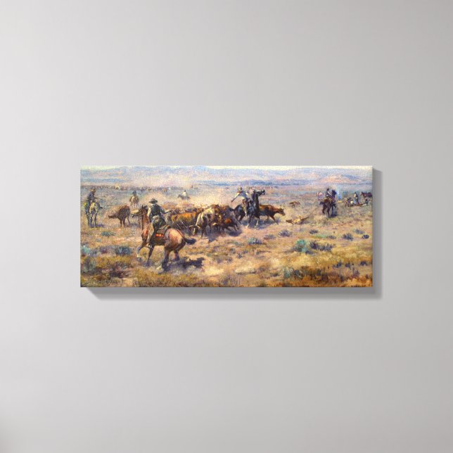 Fine Art Roundup by Charles Marion Russell Canvas Print (Front)