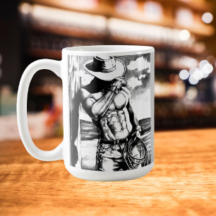 Fine Art, Rugged Cowboy Charcoal Sketch Cool  Coffee Mug