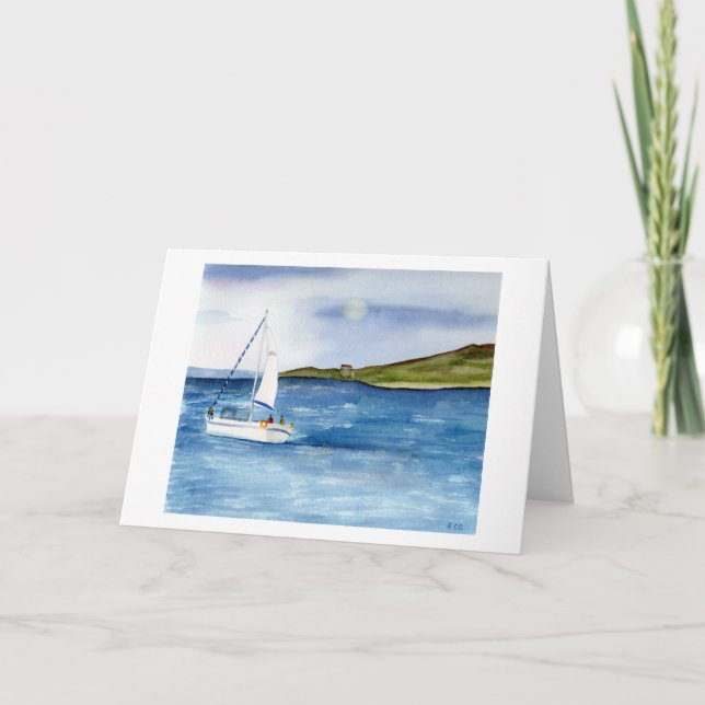 Fine Art Sailing at Full Moon Note Card (Front)