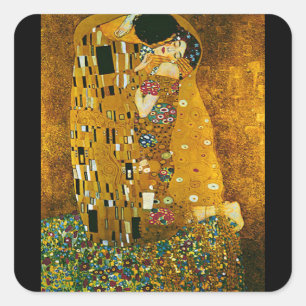 Fine Art sticker,Gustav Klimt, The Kiss, Square Sticker