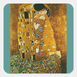 Fine Art sticker,Gustav Klimt, The Kiss, Square Sticker
