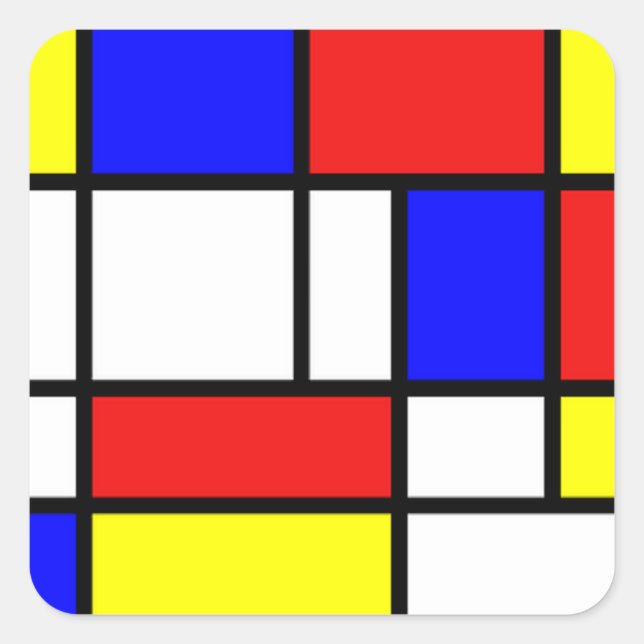Fine Art sticker,Mondrian, Composition Square Sticker (Front)