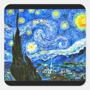 Fine Art sticker,Van Gogh, Starry Night Square Sticker