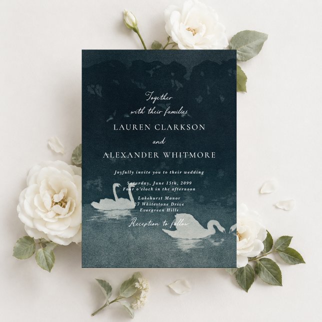 Fine Art Swan Lake Wedding Invitation (Creator Uploaded)