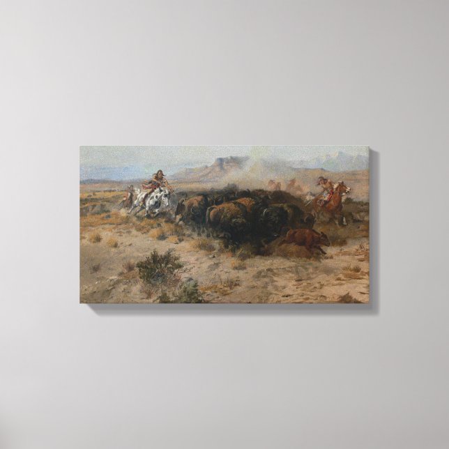 Fine Art The Buffalo Hunt Charles Marion Russell Canvas Print (Front)