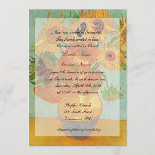 Fine art VAn Gogh sunflowers Christian wedding Invitation