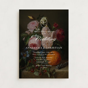 Fine art vintage floral still life wedding invitation