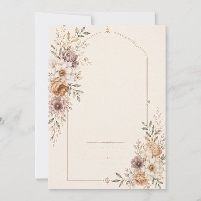 Fine Art Wedding Invitation with Romantic Painted  (Front)