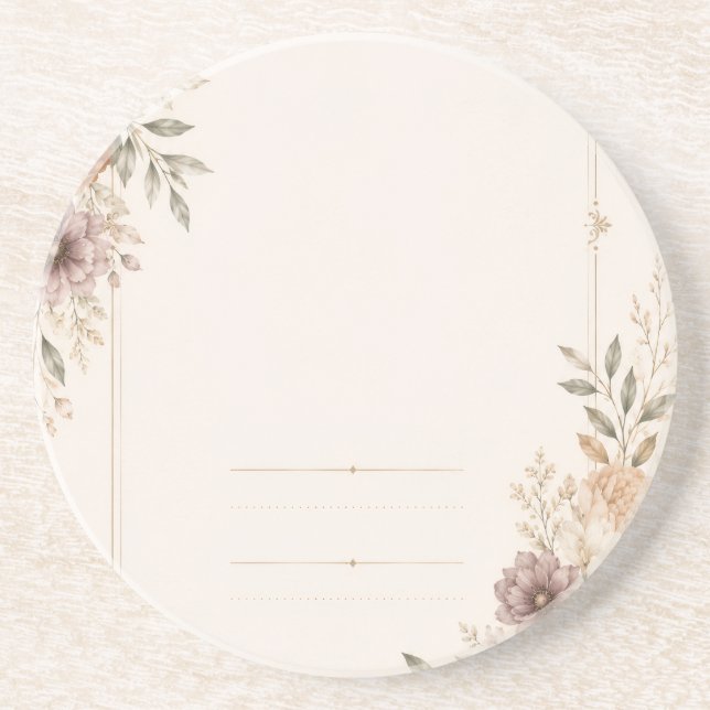 Fine Art Wedding Invitation with Romantic Painted  Coaster (Front)