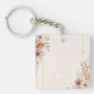 Fine Art Wedding Invitation with Romantic Painted Key Ring