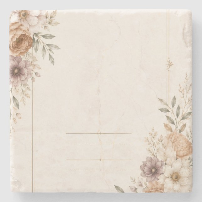 Fine Art Wedding Invitation with Romantic Painted  Stone Coaster (Front)