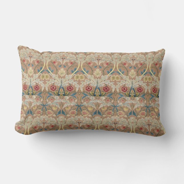 Fine Art William Morris Floral Embroidery Lumbar Cushion (Front)