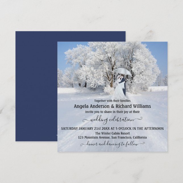 Fine Art Winter Wonderland Wedding Invitation (Front/Back)