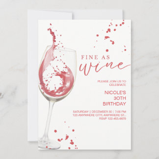 Fine as Wine Elegant Wine Tasting Birthday Invite