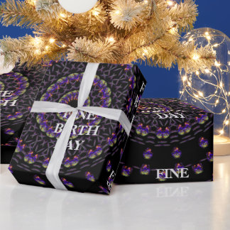 FINE BIRTH DAY_kaleidoscop_Gift_PURPLE_BLACK Wrap Wrapping Paper