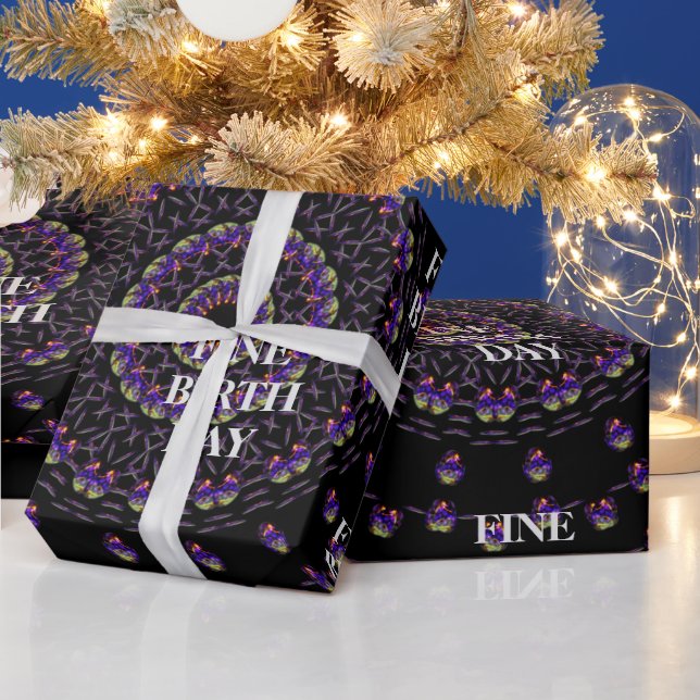 FINE BIRTH DAY_kaleidoscop_Gift_PURPLE_BLACK  Wrap Wrapping Paper (Holidays)