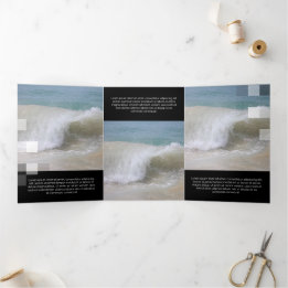 Fine Black Contemporary Transparency Tri-Fold Card