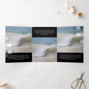 Fine Black Contemporary Transparency Tri-Fold Card
