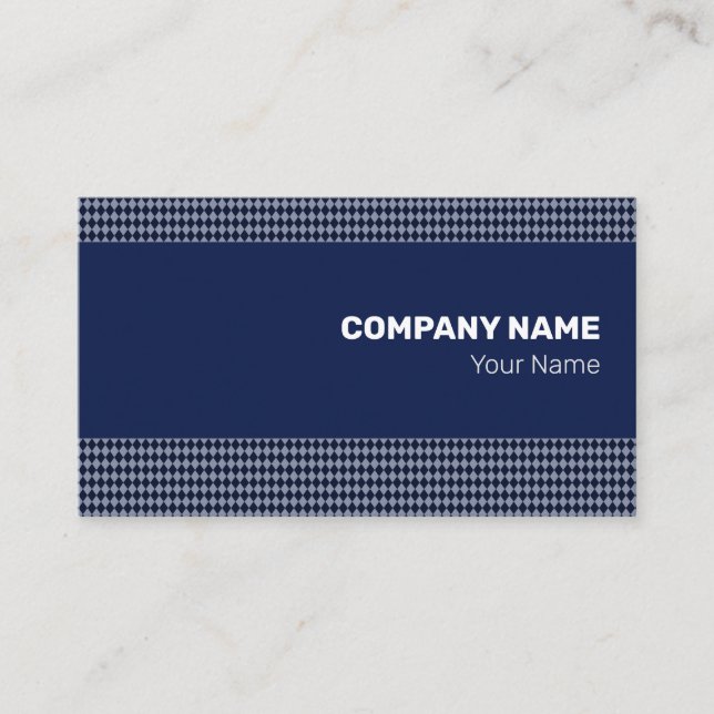 Fine Blue Monochrome Small Rhombus Business Card (Front)