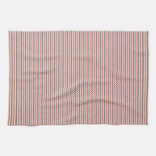 Fine chevron zigzag blue red pink tea towel