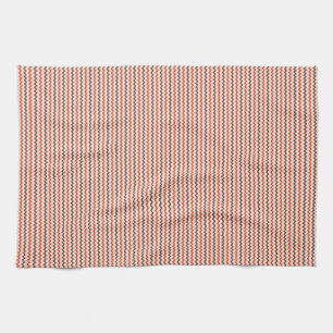 Fine chevron zigzag brown red pink tea towel