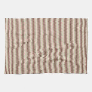 Fine chevron zigzag pattern brown pale pink tea towel