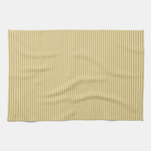 Fine chevron zigzag yellow ochre pale green tea towel