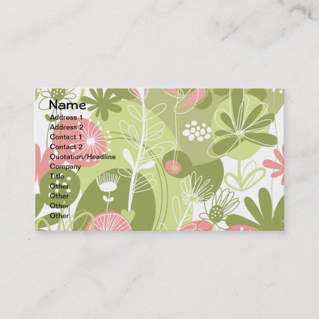 Fine Cool Cute Girly Retro Floral Fashion Business Card (Front)