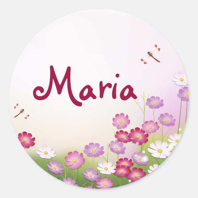 Fine Cool Cute Girly Retro Floral Fashion Classic Round Sticker (Front)