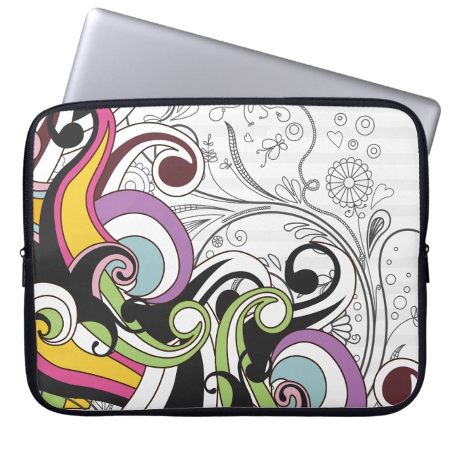 Fine Cool Cute Girly Retro Floral Fashion Laptop Sleeve (Front)