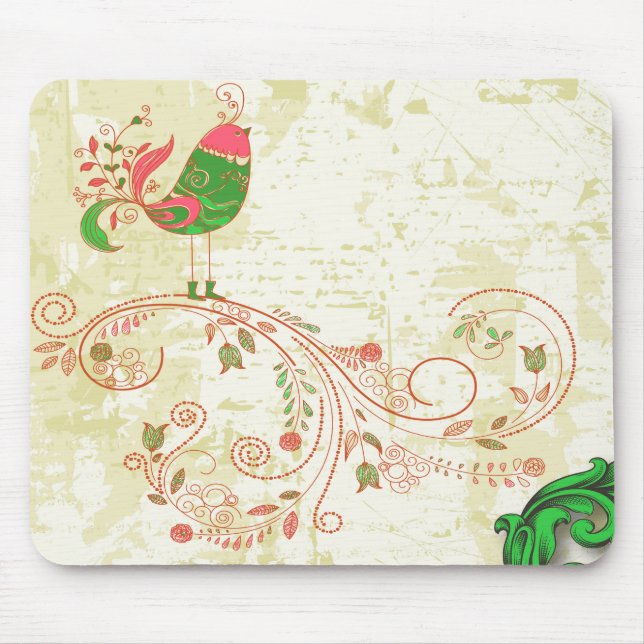 Fine Cool Cute Girly Retro Floral Fashion Mouse Mat (Front)