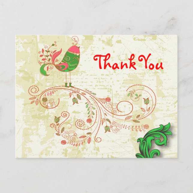 Fine Cool Cute Girly Retro Floral Fashion Postcard (Front)