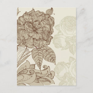 Fine Cool Cute Girly Retro Floral Fashion Postcard