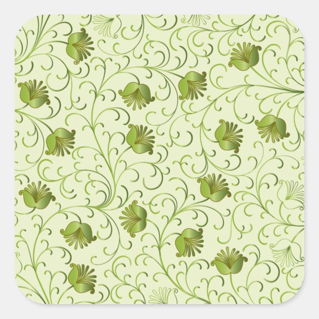 Fine Cool Cute Girly Retro Floral Fashion Square Sticker (Front)