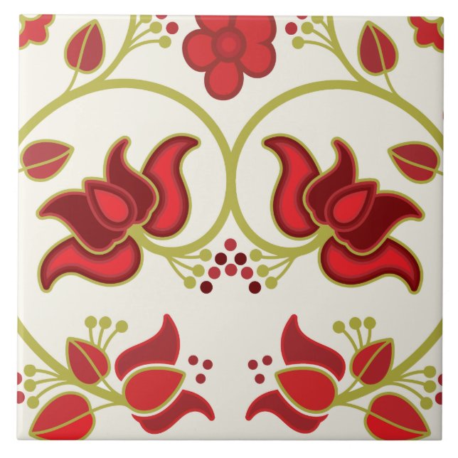 Fine Cool Cute Girly Retro Floral Fashion Tile (Front)