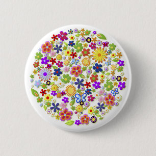 Fine Cool Flowers Cute Girly Retro Floral 6 Cm Round Badge