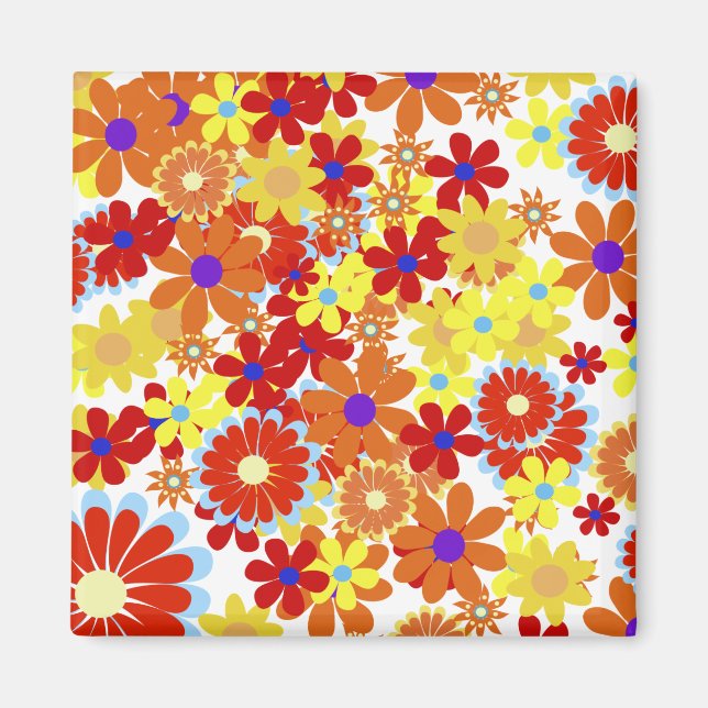 Fine Cool Flowers Cute Girly Retro Floral Magnet (Front)