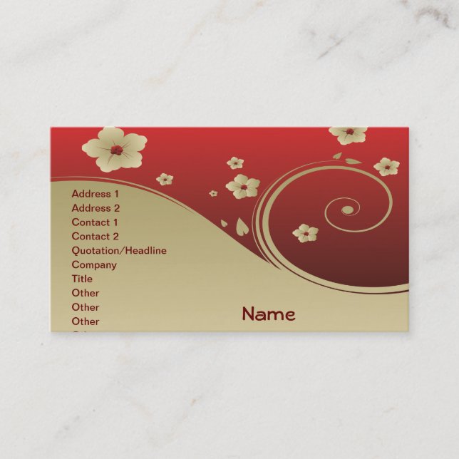 Fine Cute Cool Girly Retro Floral Fashion Business Card (Front)