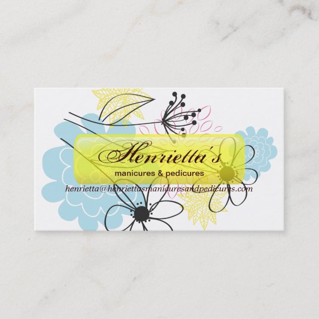 Fine Cute Cool Girly Retro Floral Fashion Business Card (Front)