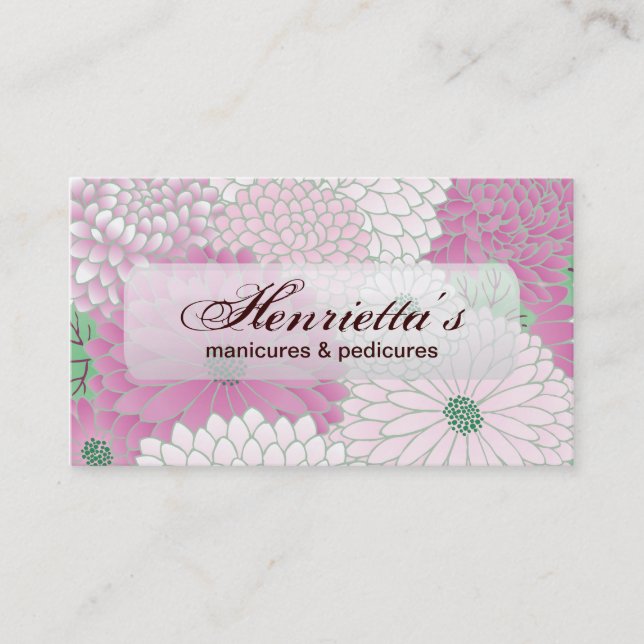 Fine Cute Cool Girly Retro Floral Fashion Business Card (Front)