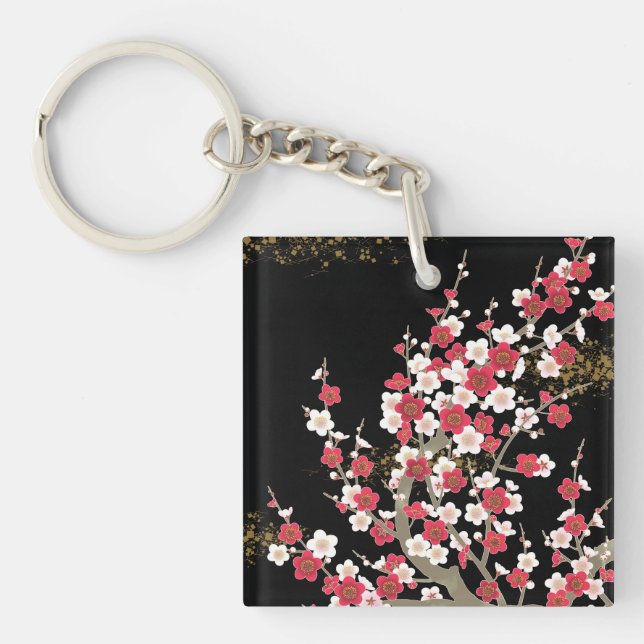 Fine Cute Cool Girly Retro Floral Fashion Key Ring (Front)