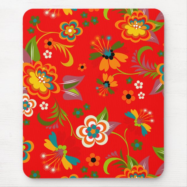 Fine Cute Cool Girly Retro Floral Fashion Mouse Mat (Front)