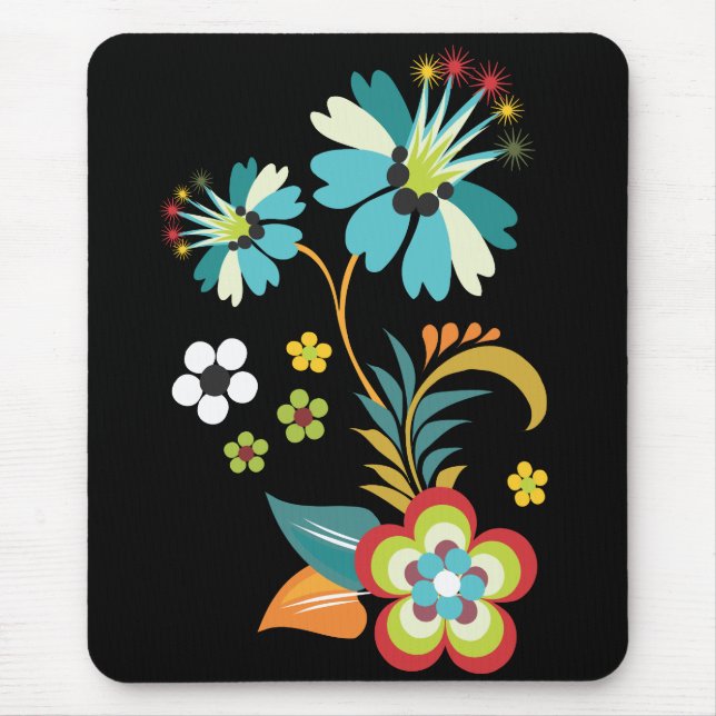 Fine Cute Cool Girly Retro Floral Fashion Mouse Mat (Front)