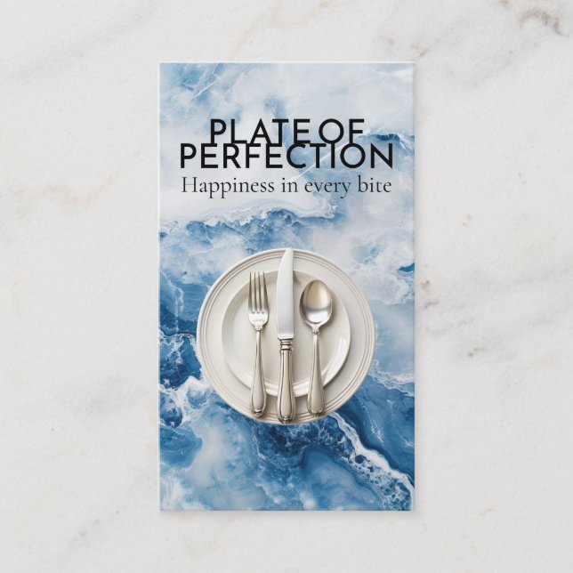 Fine Dining Cutlery and Plates | Blue Marble Business Card (Front)