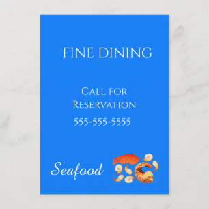 Fine Dining Seafood Customise Blue Backdrop Menu
