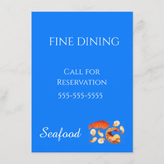 Fine Dining Seafood Customise Blue Backdrop Menu