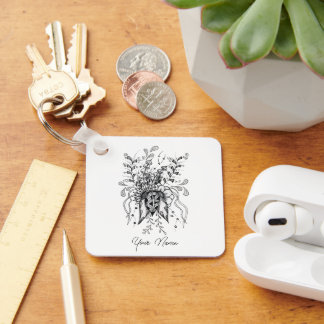 Fine doodling style bloom - key ring